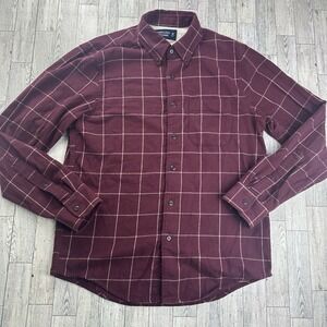 Abercrombie Fitch Mens M Flannel Burgundy Long Sleeve Soft AF Plaid Button Up